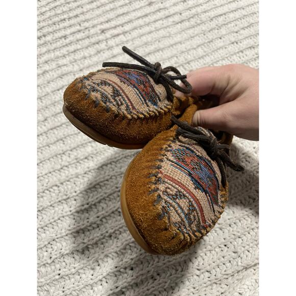 Minnetonka Moccasins El Paso Moc II Suede Flats Slip On Aztec Womens 9.5 Brown - Picture 7 of 12